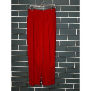 NWOT FREE PEOPLE CALLA PLEATED MID RISE SLOUCHY STRAIGHT TROUSERS PANTS RED SZ 2